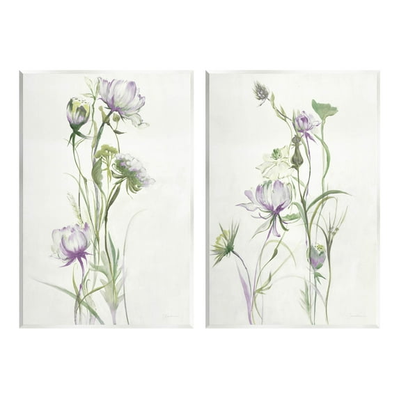 Stupell Industries Traditional Flower Stem Blossoms Graphic Art Unframed Art Print Wall Art, Set of 2, Design by Liz Jardine