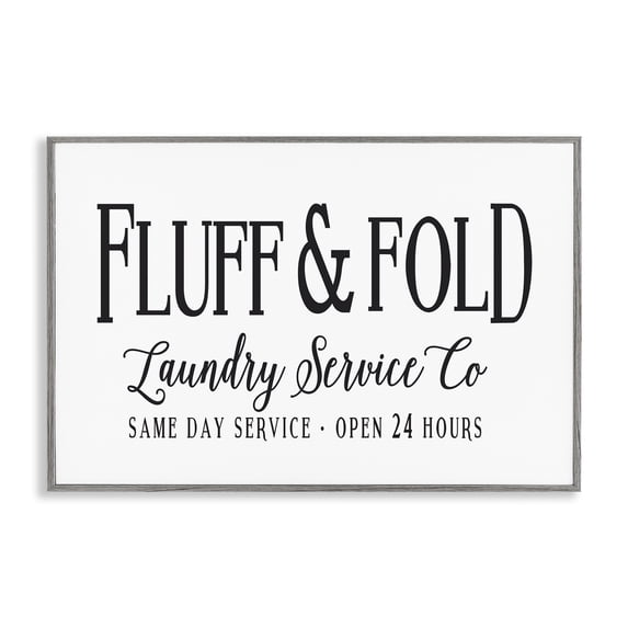 Stupell Industries Traditional Fluff & Fold Laundry Gray Framed Giclee Art, 18 x 12, by Lettered and Lined