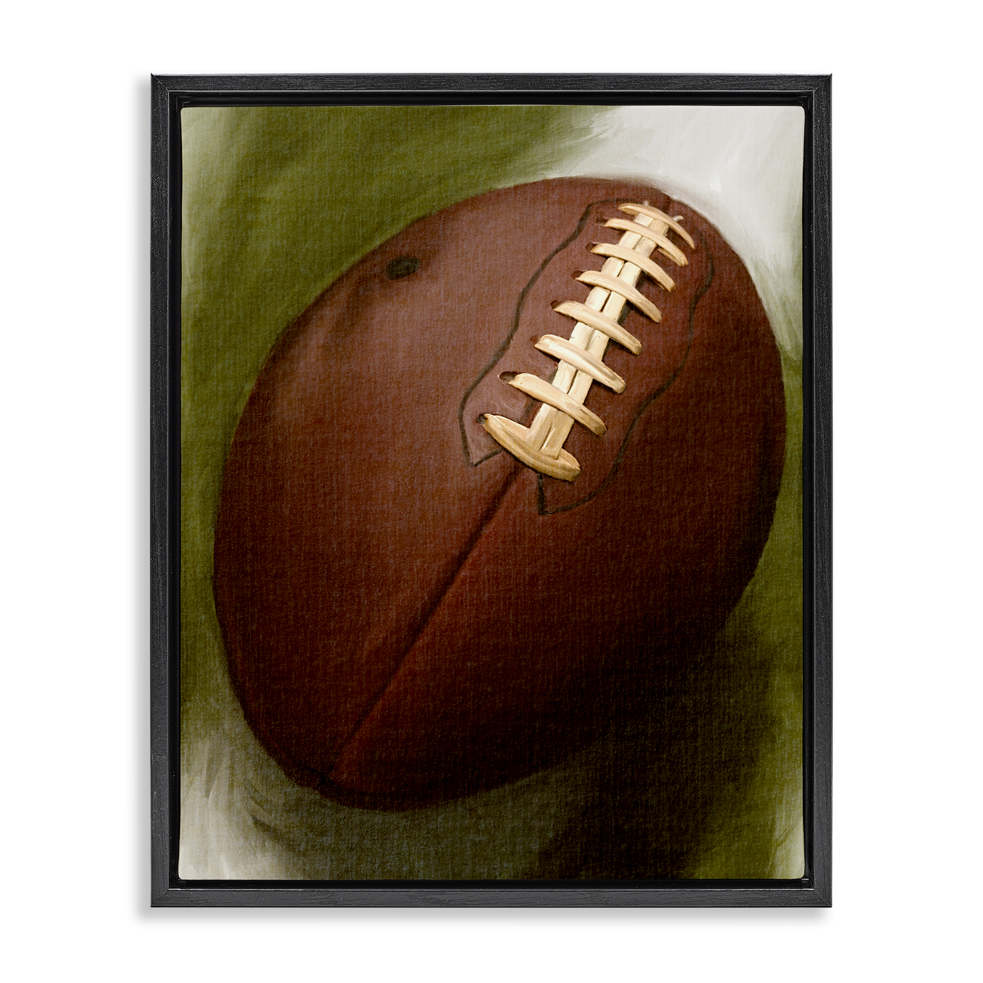 Stupell Industries Traditional Football Painting Sports Painting Black Floater Framed Canvas Art Print Wall Art, 17 x 21