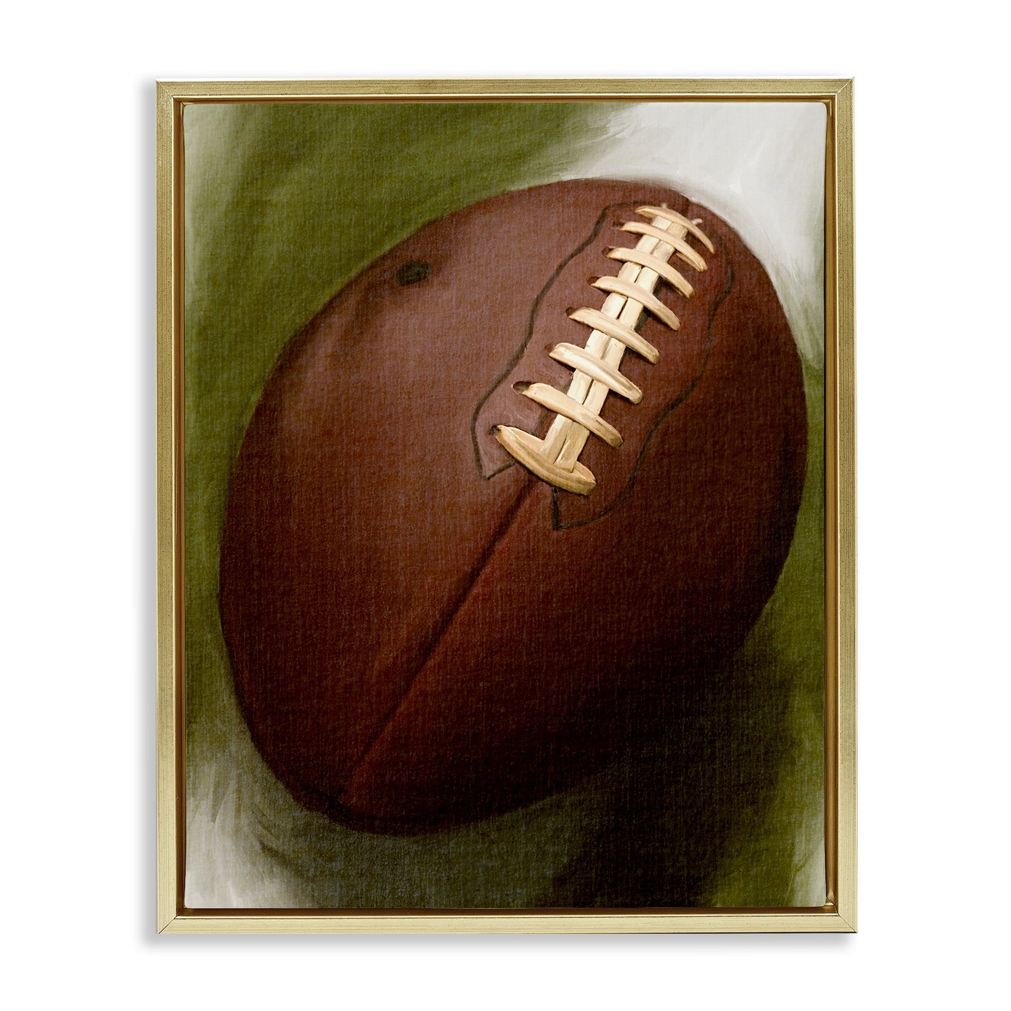 Stupell Industries Traditional Football Painting Sports Painting Gold Floater Framed Canvas Art Print Wall Art, 17 x 21