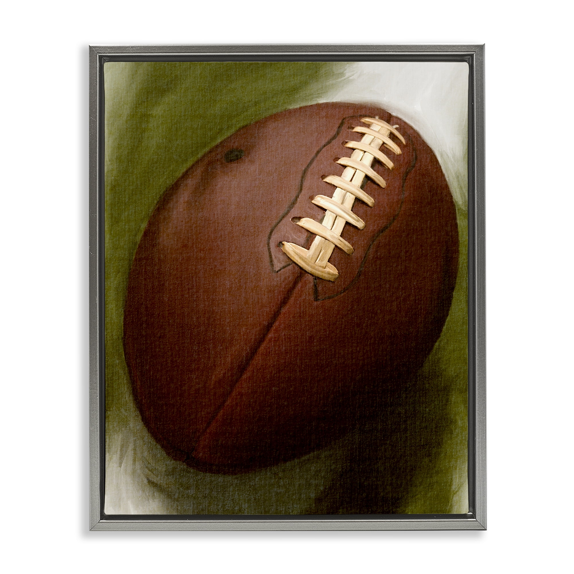 Stupell Industries Traditional Football Painting Sports Painting Gray Floater Framed Canvas Art Print Wall Art, 25 x 31