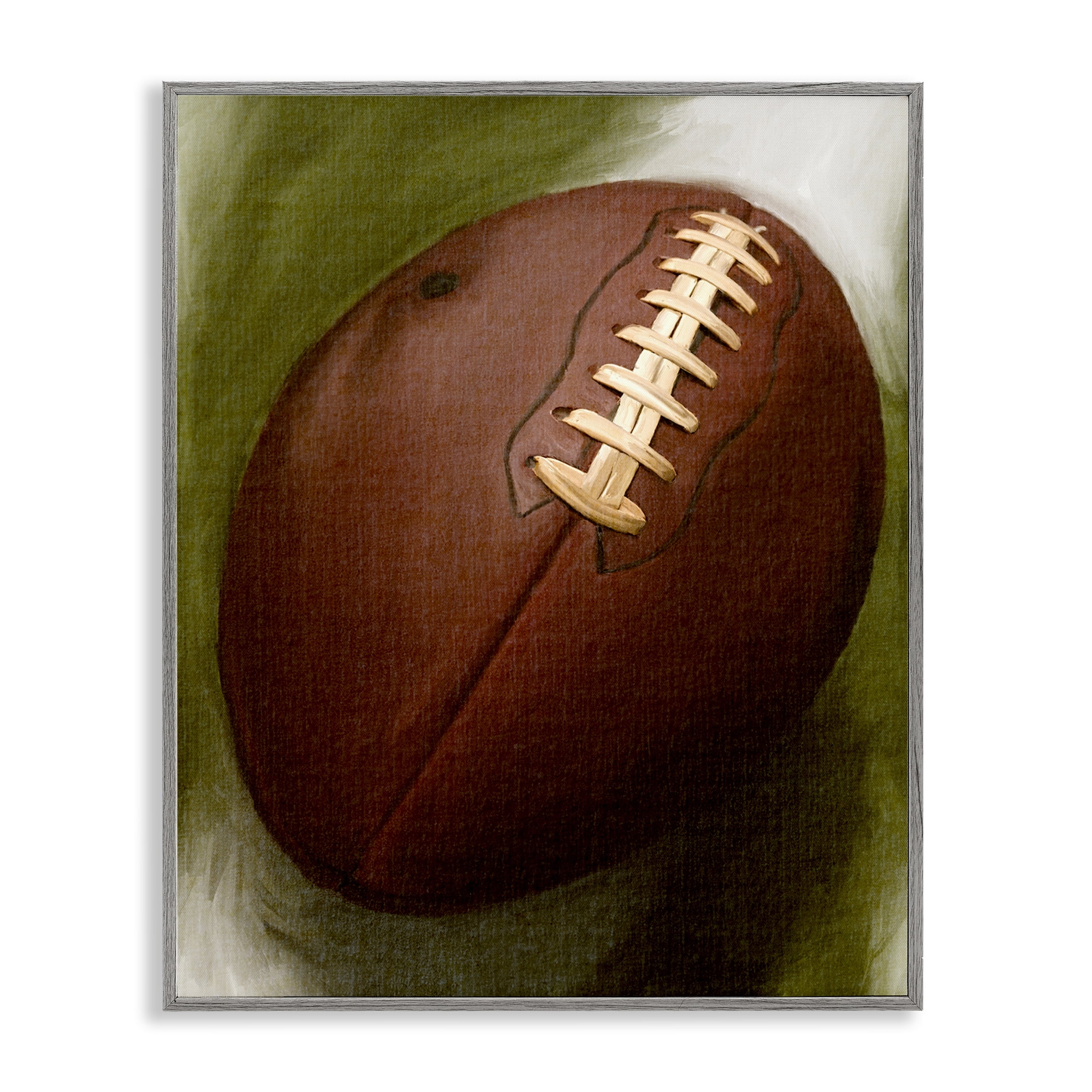Stupell Industries Traditional Football Painting Sports Painting Gray Framed Art Print Wall Art, 16 x 20