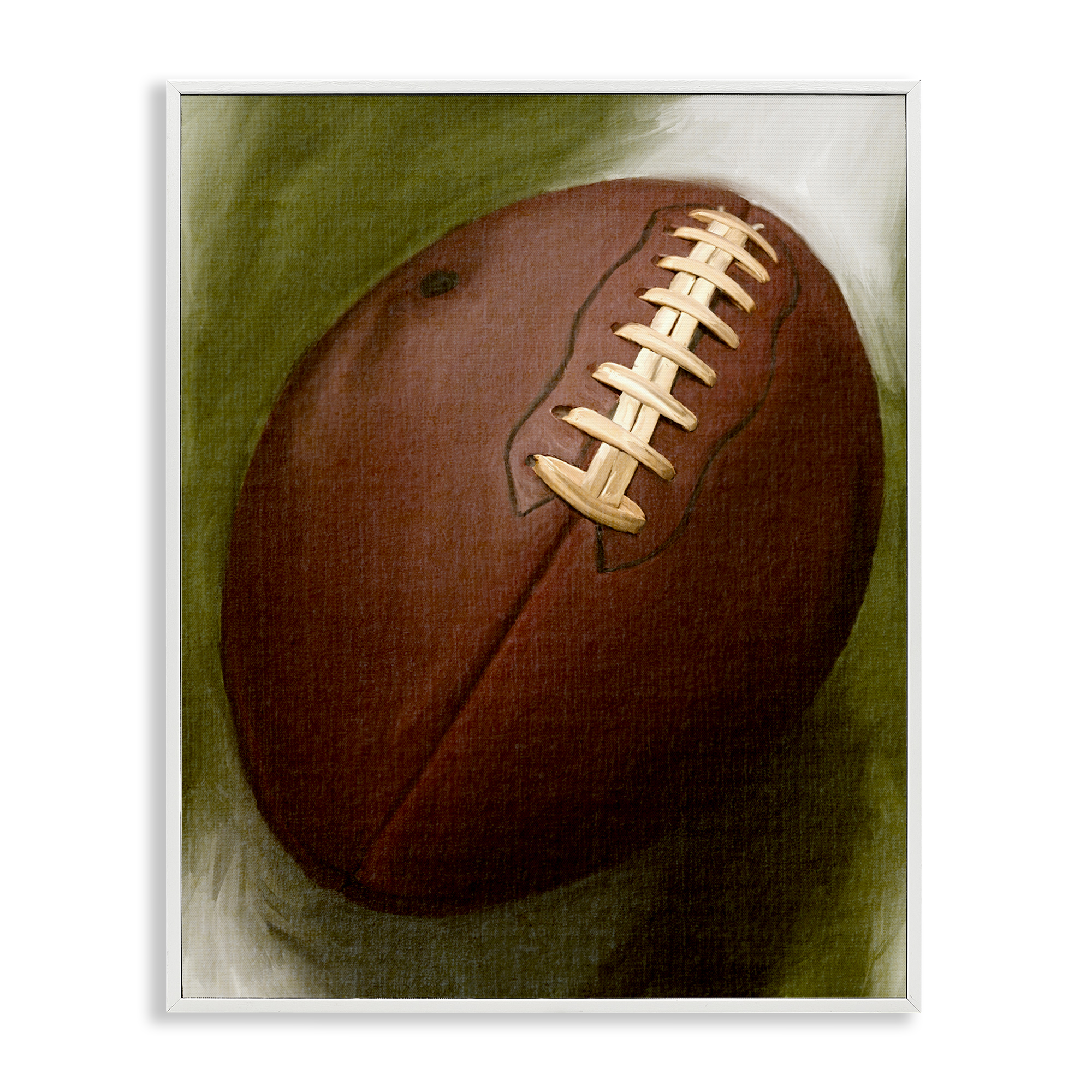 Stupell Industries Traditional Football Painting Sports Painting White Framed Art Print Wall Art, 11 x 14