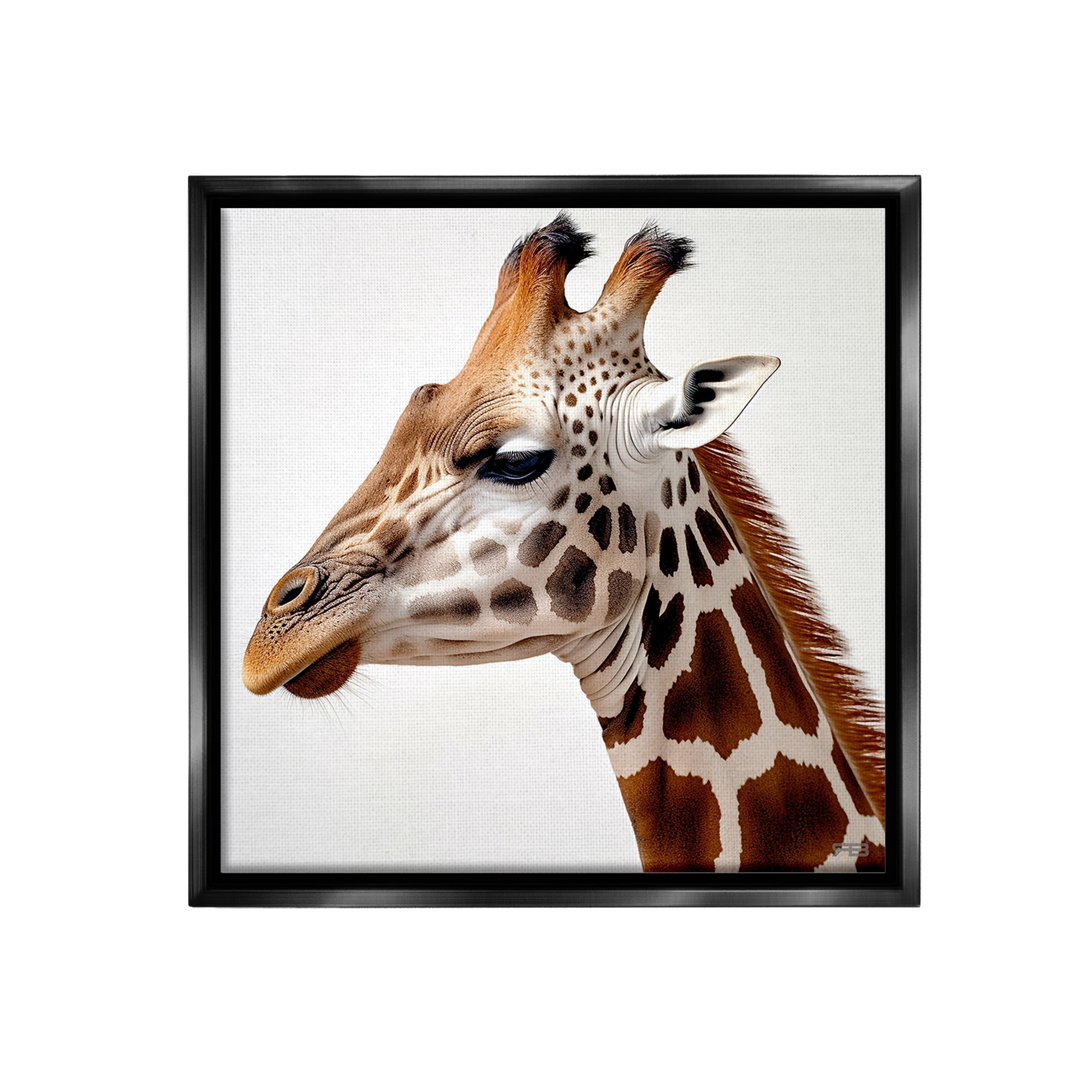 Stupell Industries Traditional Giraffe Portrait Animals & Insects Painting Black Floater Framed Canvas Art Print Wall Art, 25 x 25