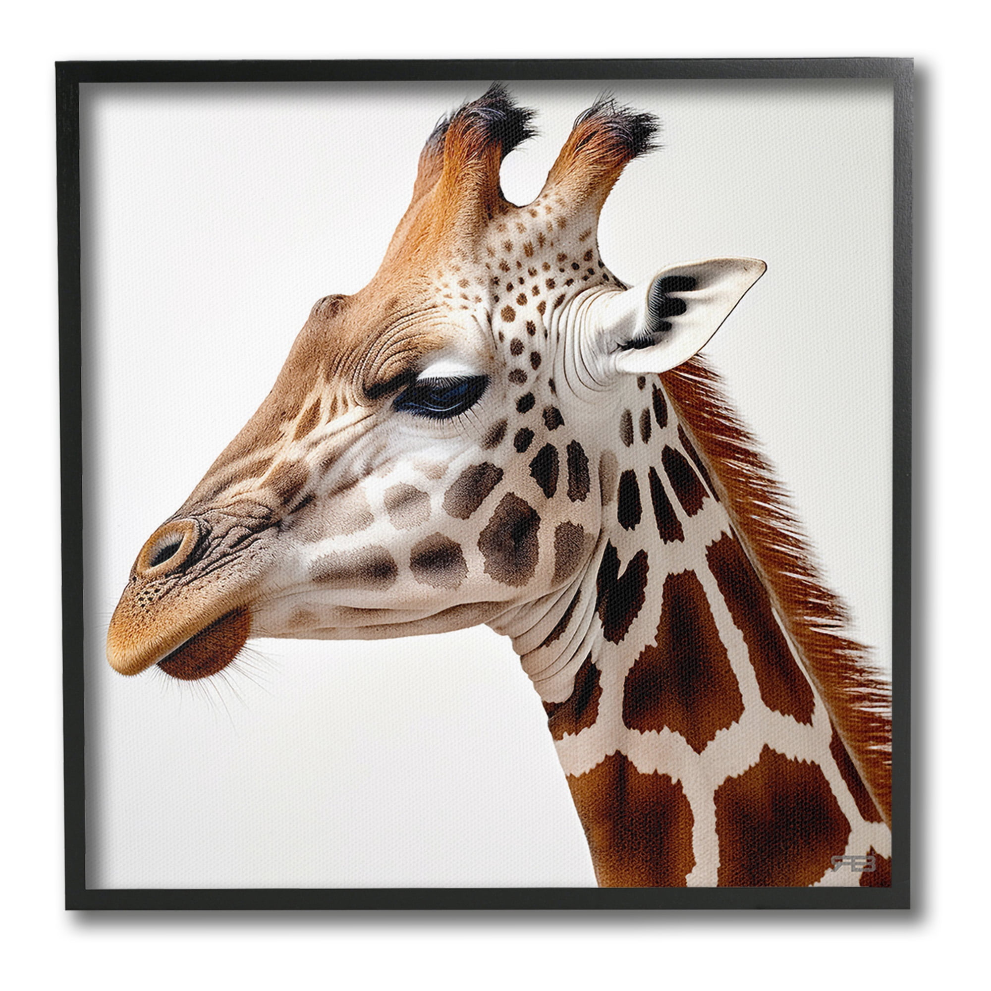 Stupell Industries Traditional Giraffe Portrait Animals & Insects Painting Black Framed Art Print Wall Art, 24 x 24