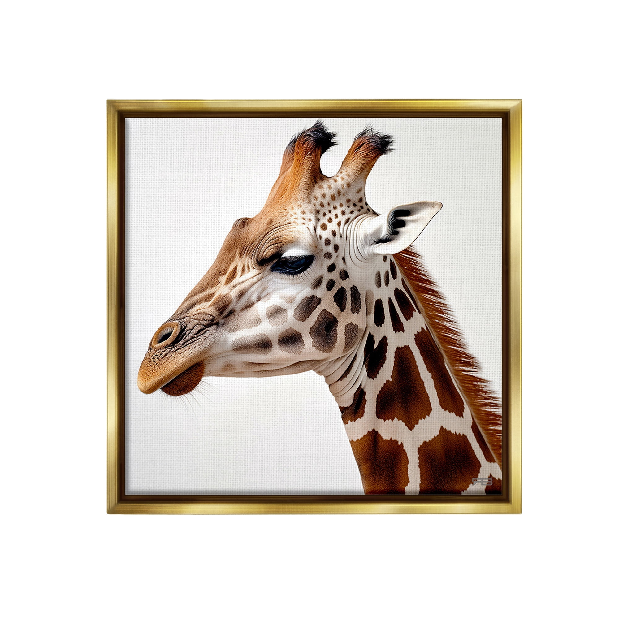 Stupell Industries Traditional Giraffe Portrait Animals & Insects Painting Gold Floater Framed Canvas Art Print Wall Art, 25 x 25