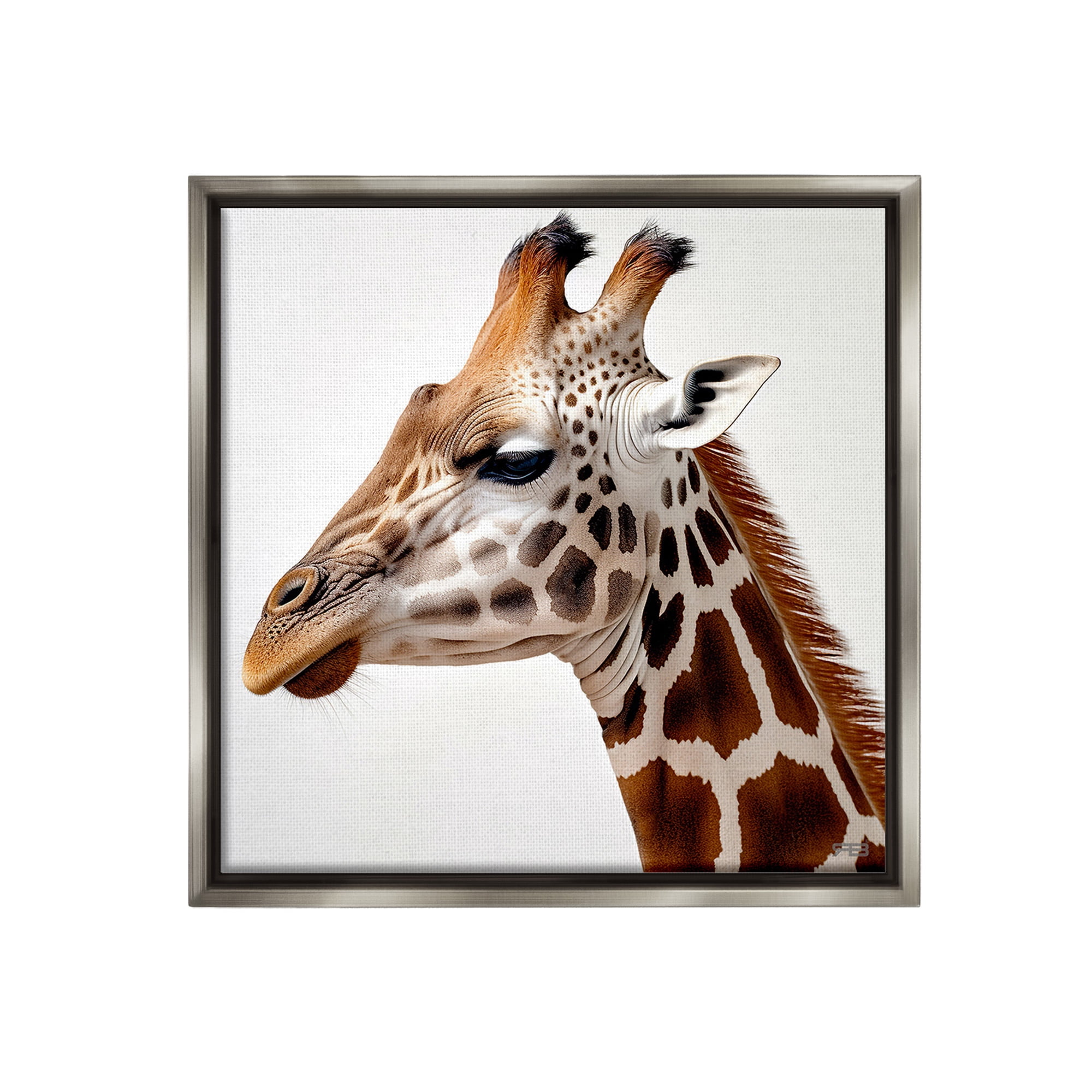 Stupell Industries Traditional Giraffe Portrait Animals & Insects Painting Gray Floater Framed Canvas Art Print Wall Art, 25 x 25