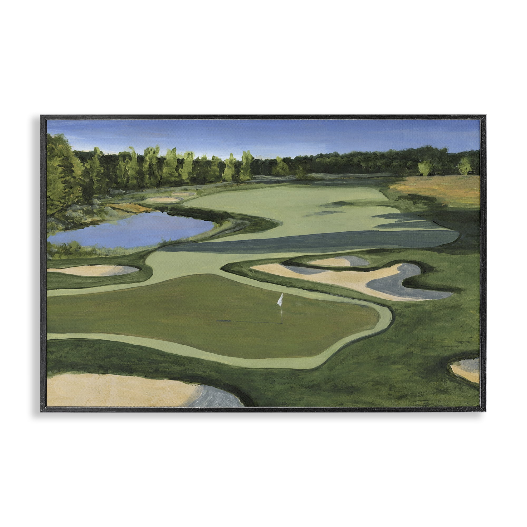 Stupell Industries Traditional Golf Course Landscape Painting Black Framed Art Print Wall Art, 30 x 20
