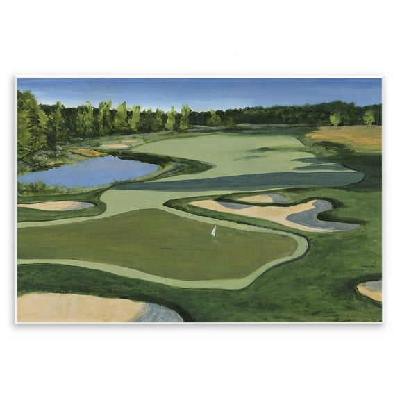 Stupell Industries Traditional Golf Course Landscape Painting Unframed Art Print Wall Art, 15 x 10