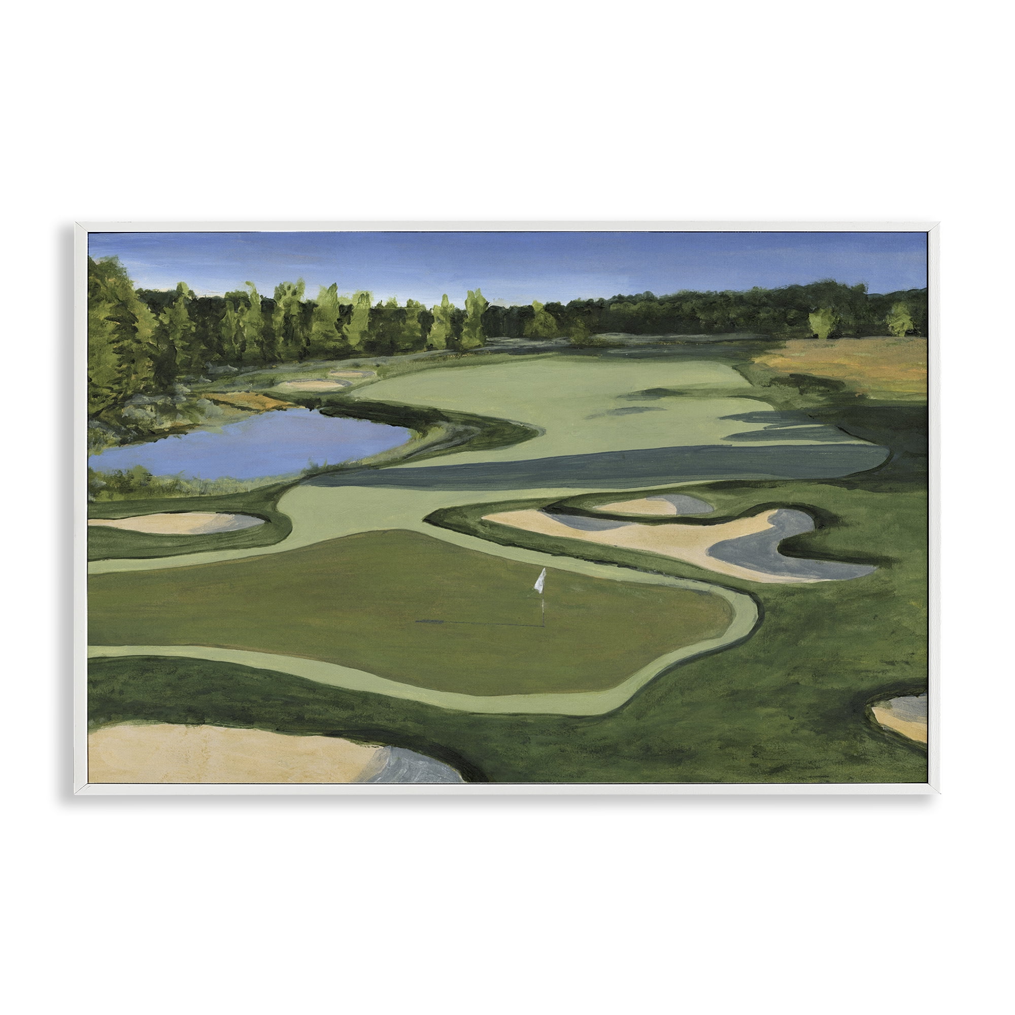 Stupell Industries Traditional Golf Course Landscape Painting White Framed Art Print Wall Art, 30 x 20