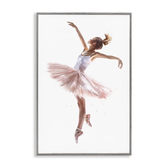 Stupell Industries Traditional Graceful Ballerina Pose Gray Framed Giclee Art, 12 x 18, by Ramona Murdock