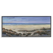 Stupell Industries Traditional Grassy Beach Nautical & Beach Painting Black Framed Art Print Wall Art, 24 x 10