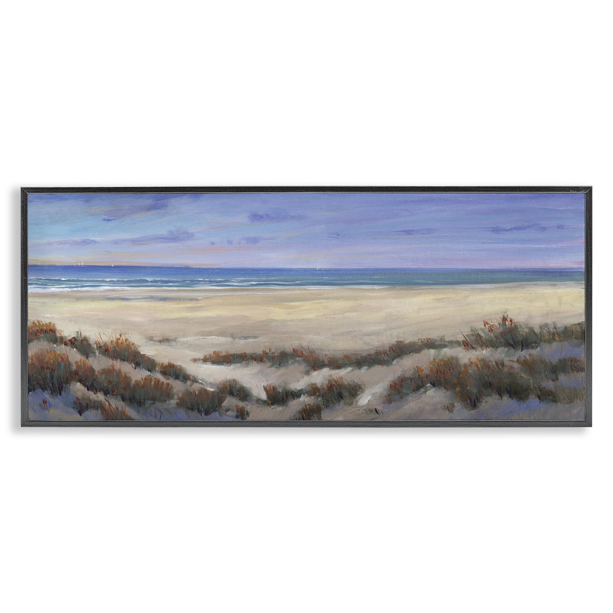 Stupell Industries Traditional Grassy Beach Nautical & Beach Painting Black Framed Art Print Wall Art, 30 x 13
