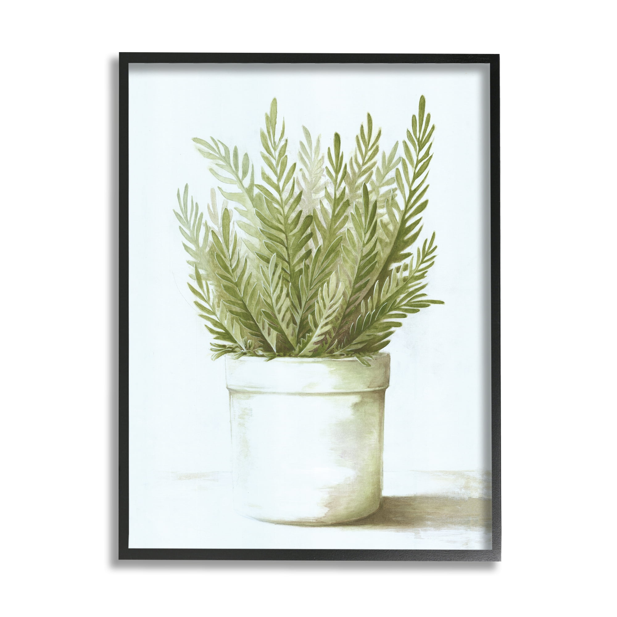 Stupell Industries Traditional Green Plant Leaves Emerging Herbal Botanicals Painting Black Framed Art Print Wall Art, Design by Dogwood Portfolio