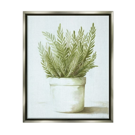 Stupell Industries Traditional Green Plant Leaves Emerging Herbal Botanicals Painting Luster Gray Floating Framed Canvas Print Wall Art, Design by Dogwood Portfolio