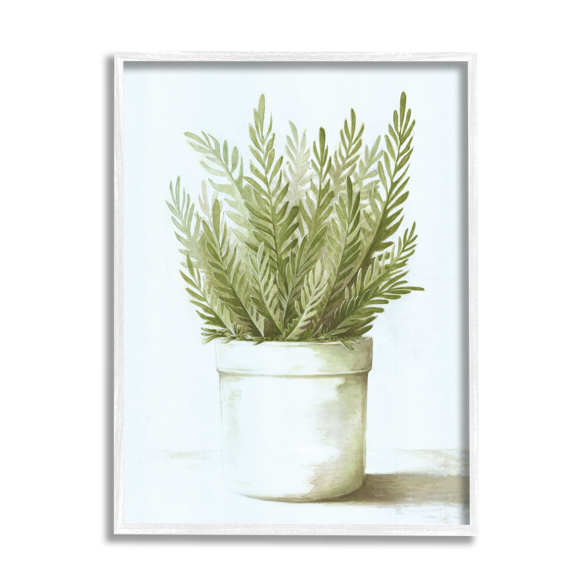 Stupell Industries Traditional Green Plant Leaves Emerging Herbal Botanicals Painting White Framed Art Print Wall Art, Design by Dogwood Portfolio