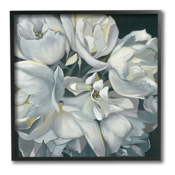 Stupell Industries Traditional Grey Blossom Botanical & Floral Painting Black Framed Art Print Wall Art, 12 x 12