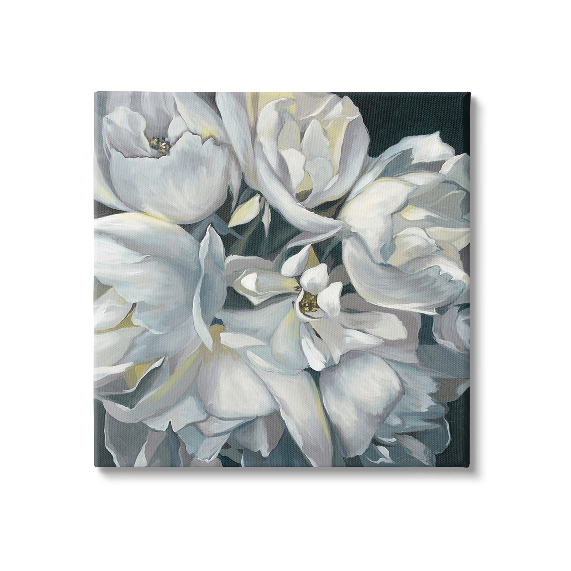 Stupell Industries Traditional Grey Blossom Botanical & Floral Painting Gallery Wrapped Canvas Art Print Wall Art, 17 x 17