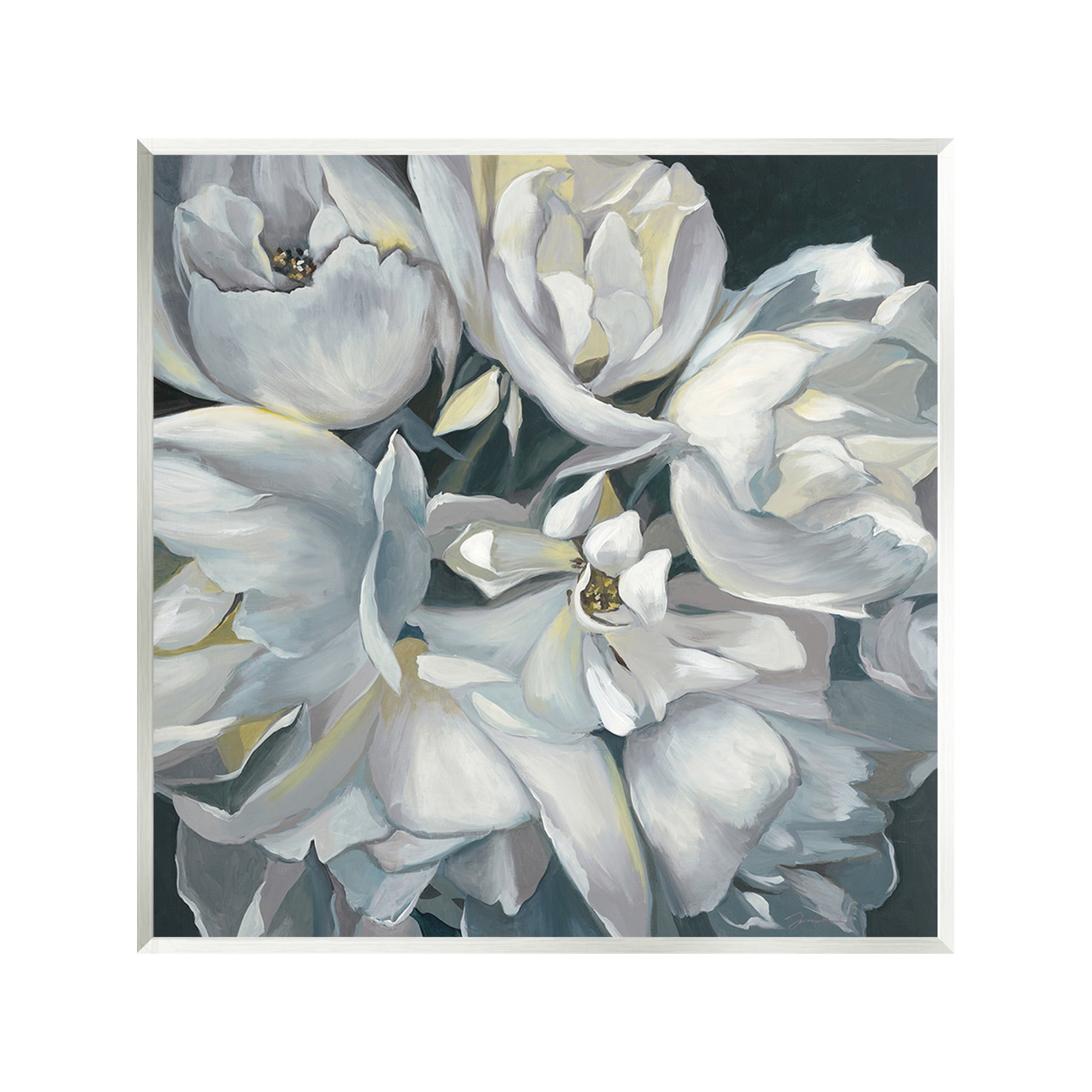 Stupell Industries Traditional Grey Blossom Botanical & Floral Painting Unframed Art Print Wall Art, 12 x 12