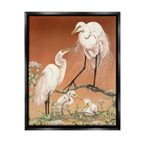 Stupell Industries Traditional Heron Family Animals & Insects Painting Black Floater Framed Canvas Art Print Wall Art, 17 x 21