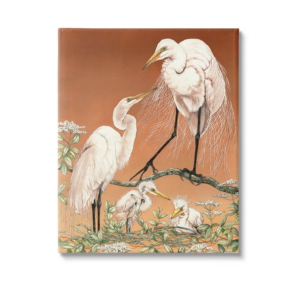 Stupell Industries Traditional Heron Family Animals & Insects Painting Gallery Wrapped Canvas Art Print Wall Art, 16 x 20