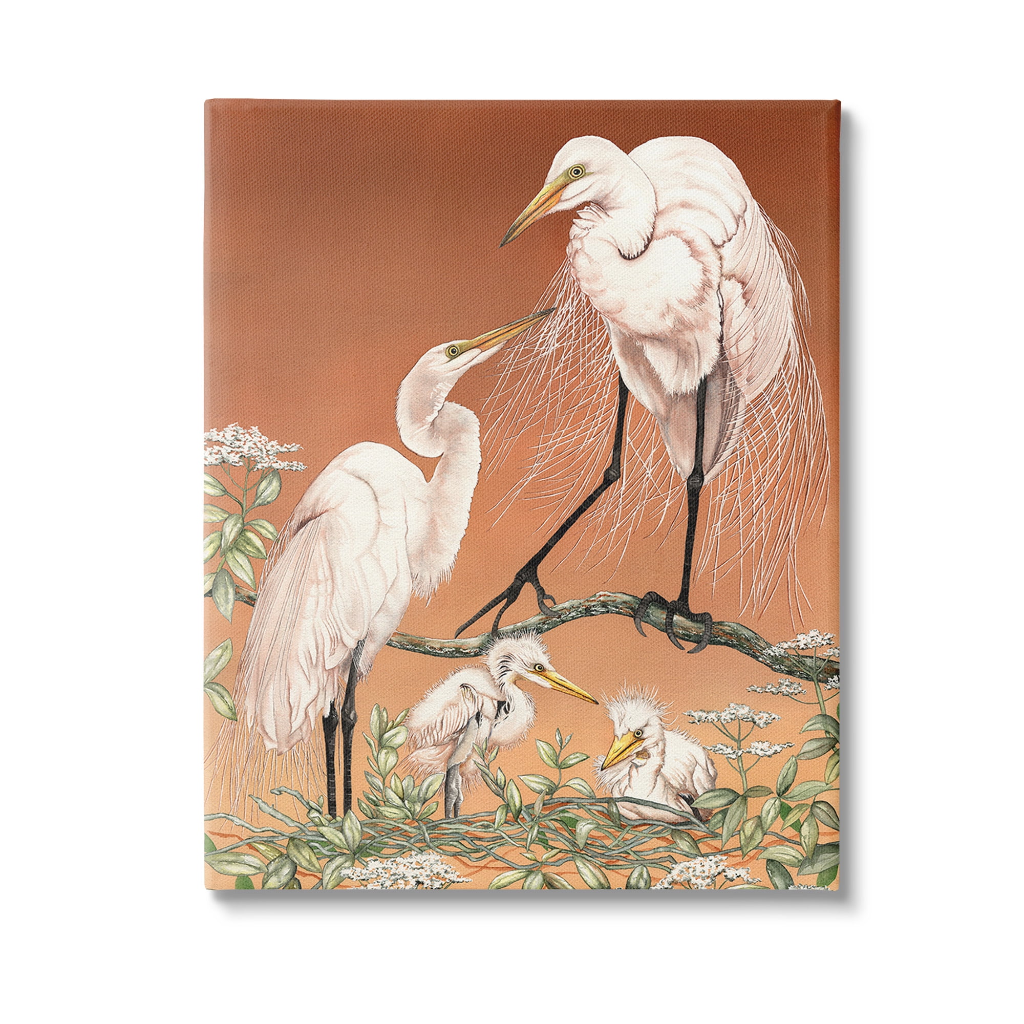 Stupell Industries Traditional Heron Family Animals & Insects Painting Gallery Wrapped Canvas Art Print Wall Art, 30 x 40