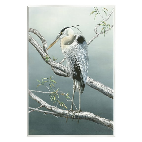 Stupell Industries Traditional Heron on Branch Animals & Insects Painting Unframed Art Print Wall Art, 10 x 15