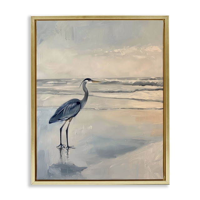 Stupell Industries Traditional Heron on Classic Coast Gold Floating ...