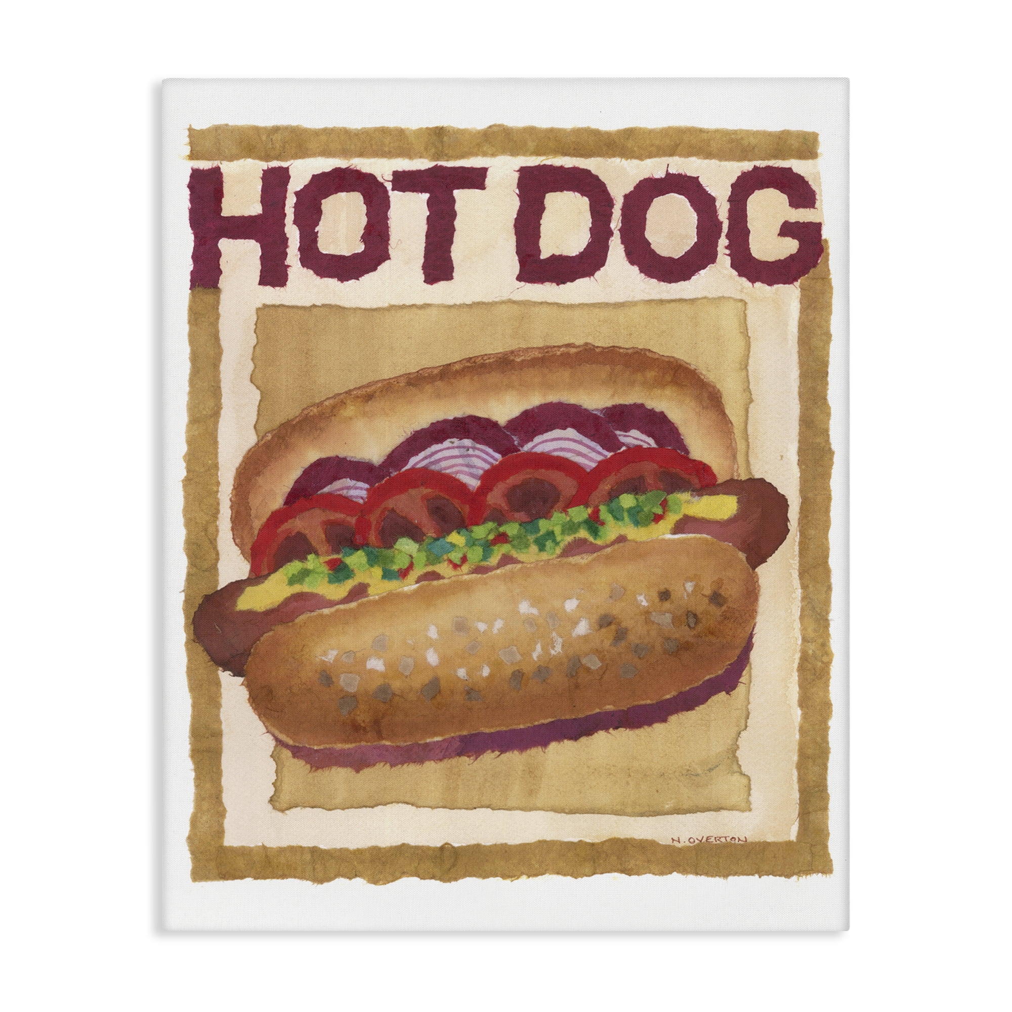 Stupell Industries Traditional Hot Dog Food & Beverage Painting Gallery Wrapped Canvas Art Print Wall Art, 24 x 30