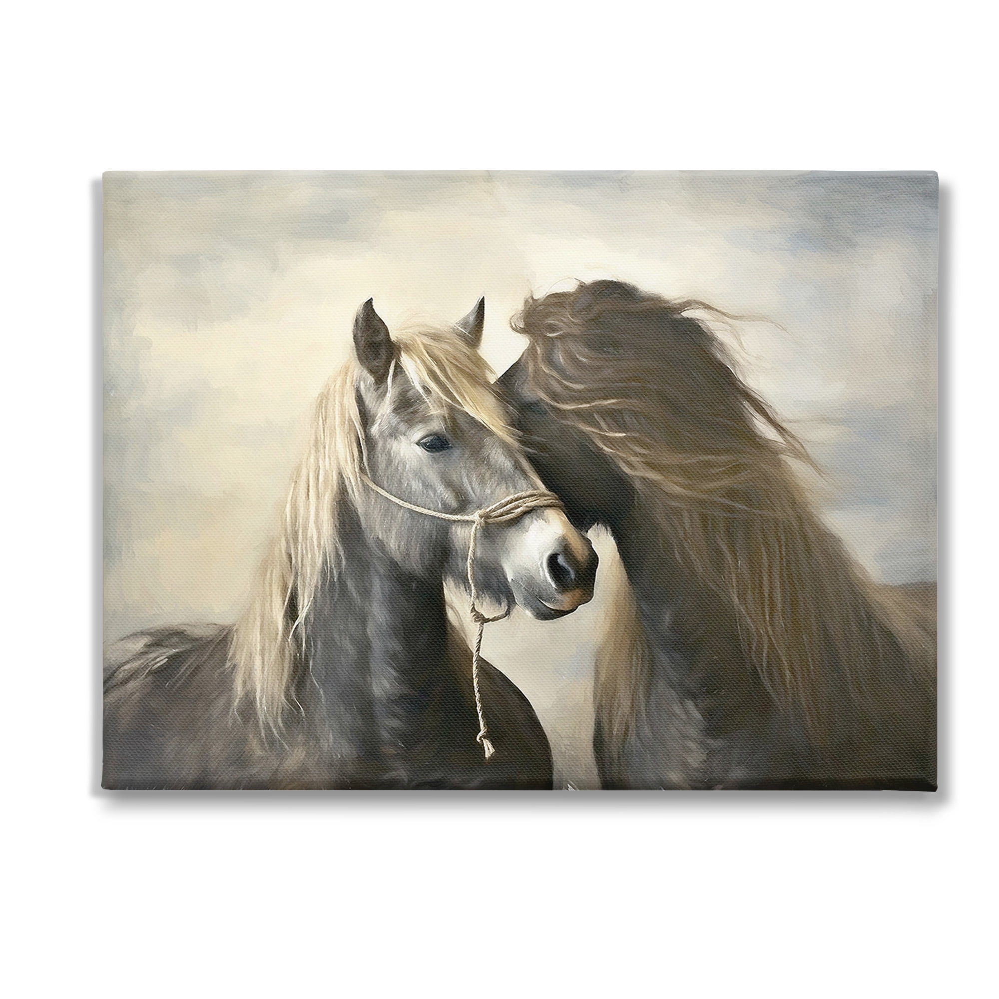 Stupell Industries Traditional Hugging Horses Animals & Insects Painting Gallery Wrapped Canvas Art Print Wall Art, 40 x 30
