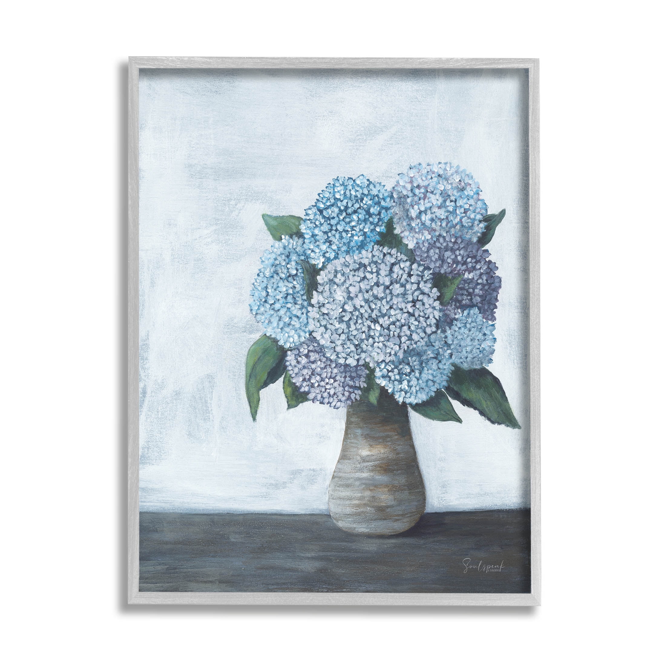 Stupell Industries Traditional Hydrangea Bouquet Painting Gray Framed Art Print Wall Art, Design by Soulspeak & Sawdust