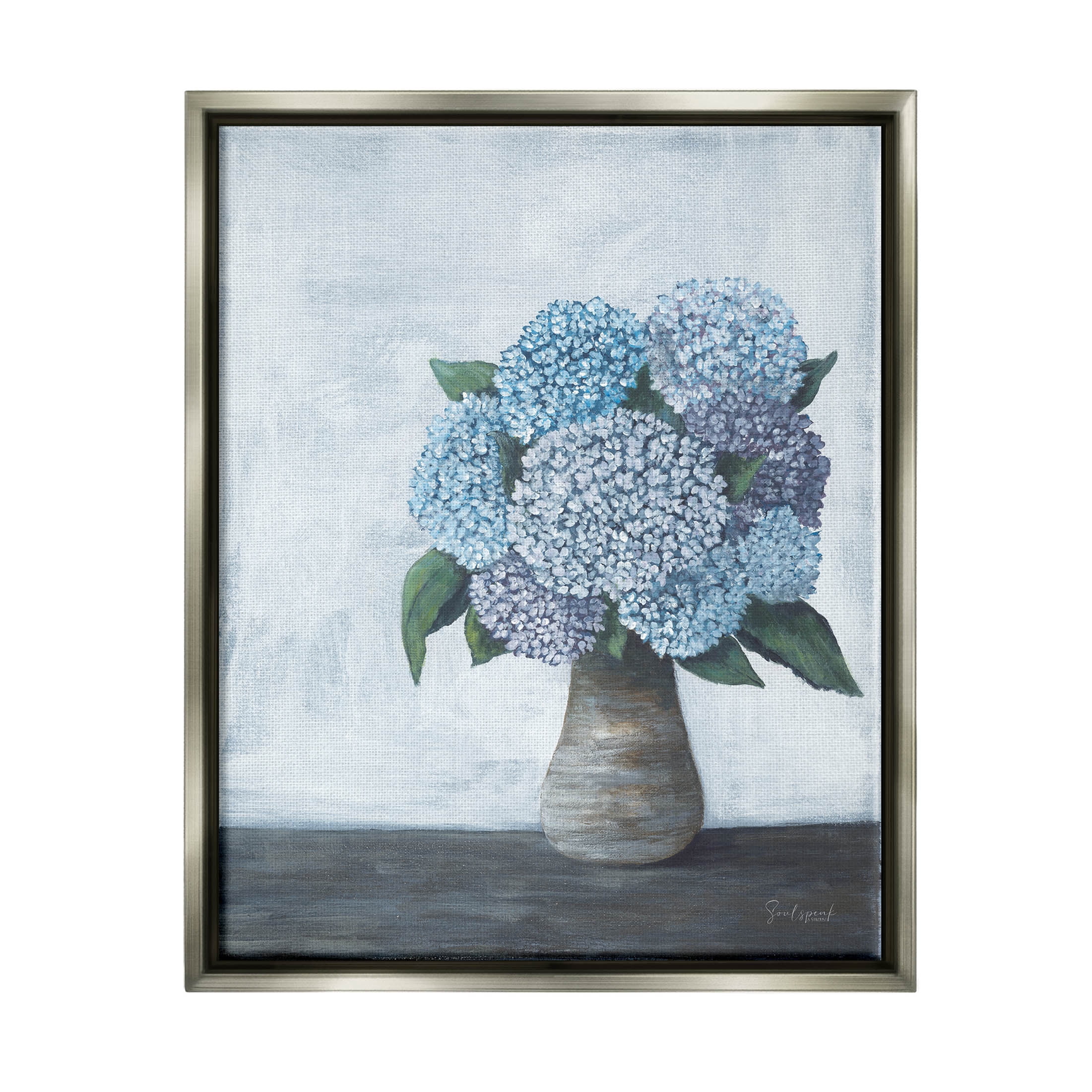 Stupell Industries Traditional Hydrangea Bouquet Painting Luster Gray Floating Framed Canvas Print Wall Art, Design by Soulspeak & Sawdust