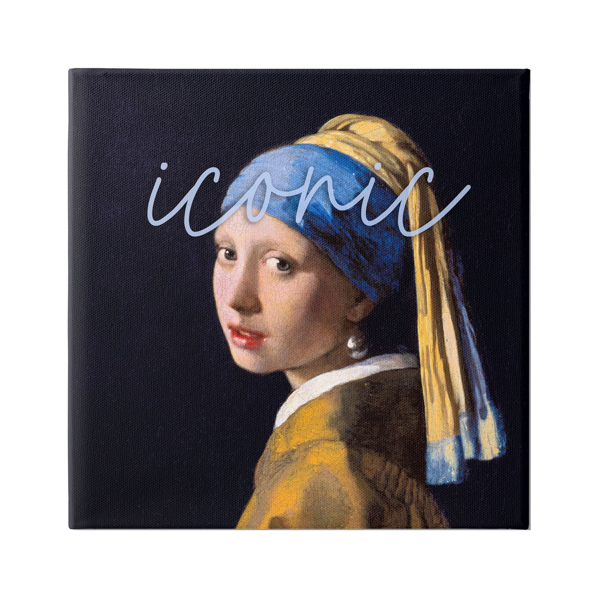 Stupell Industries Traditional Iconic Text Girl Pearl Earring Painting Graphic Art Gallery-Wrapped Canvas Print Wall Art, 30x30, by Mindy Sommers