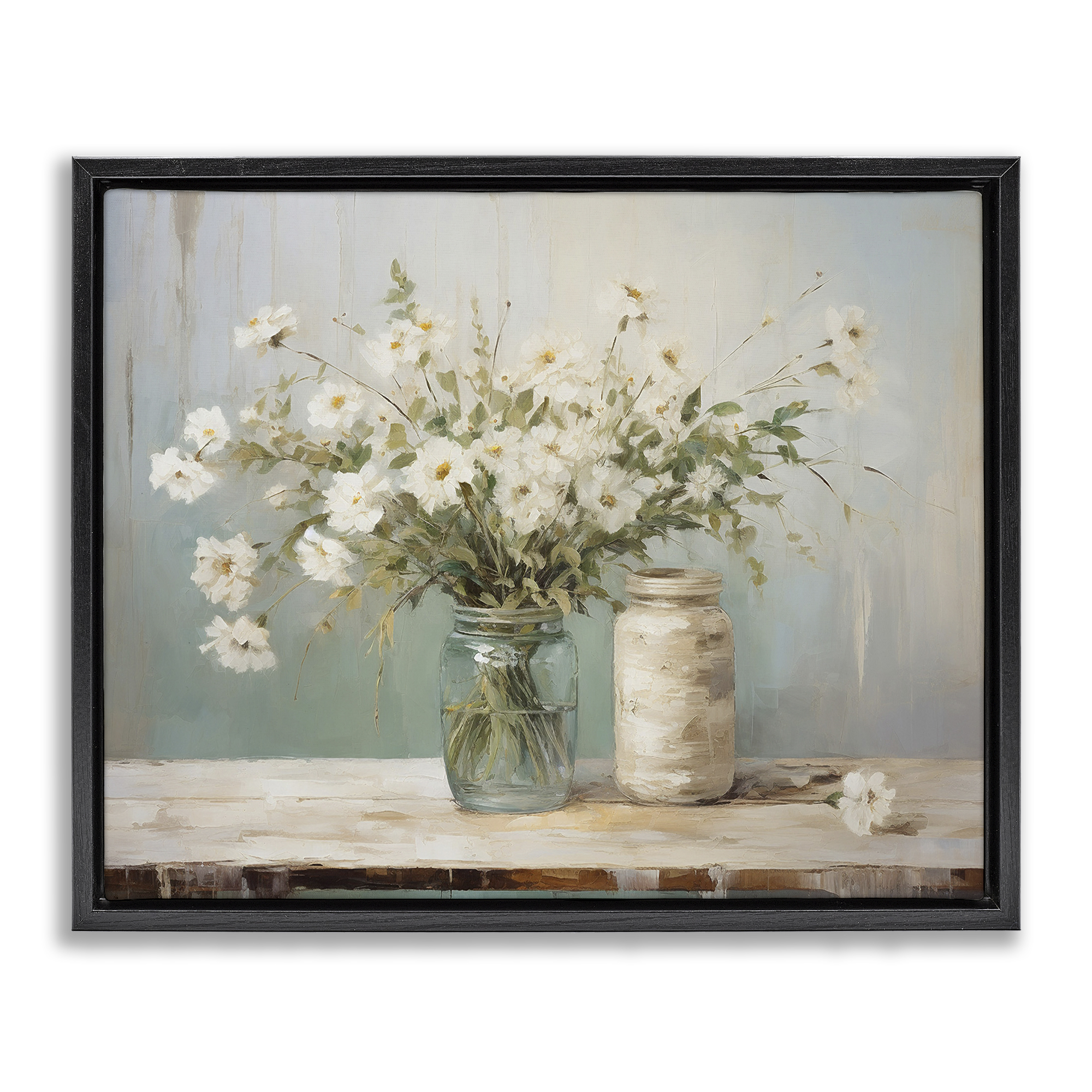Stupell Industries Traditional Jar Bouquet Botanical & Floral Painting Black Floater Framed Art Print Wall Art, 31 x 25