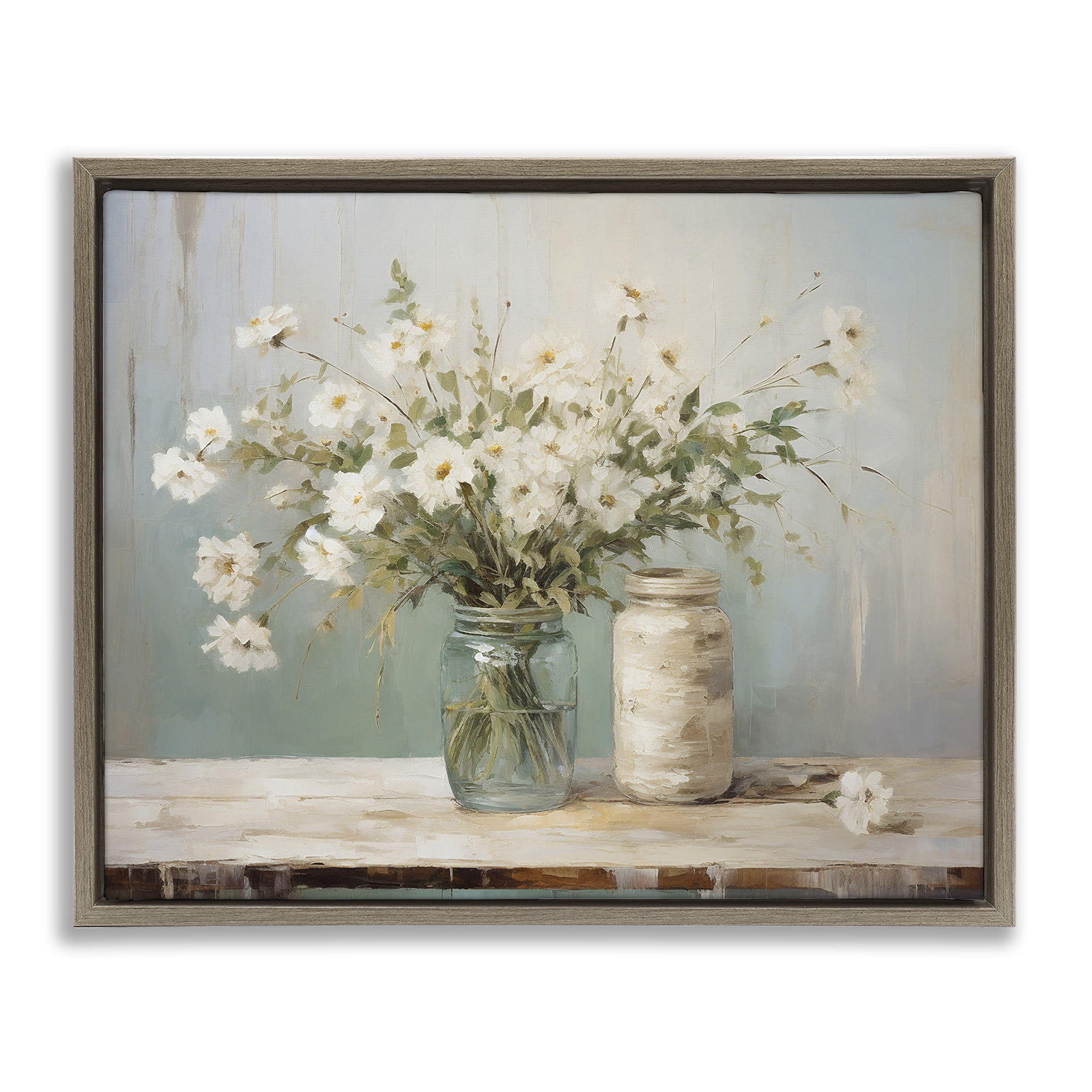 Stupell Industries Traditional Jar Bouquet Botanical & Floral Painting Brown Floater Framed Art Print Wall Art, 31 x 25