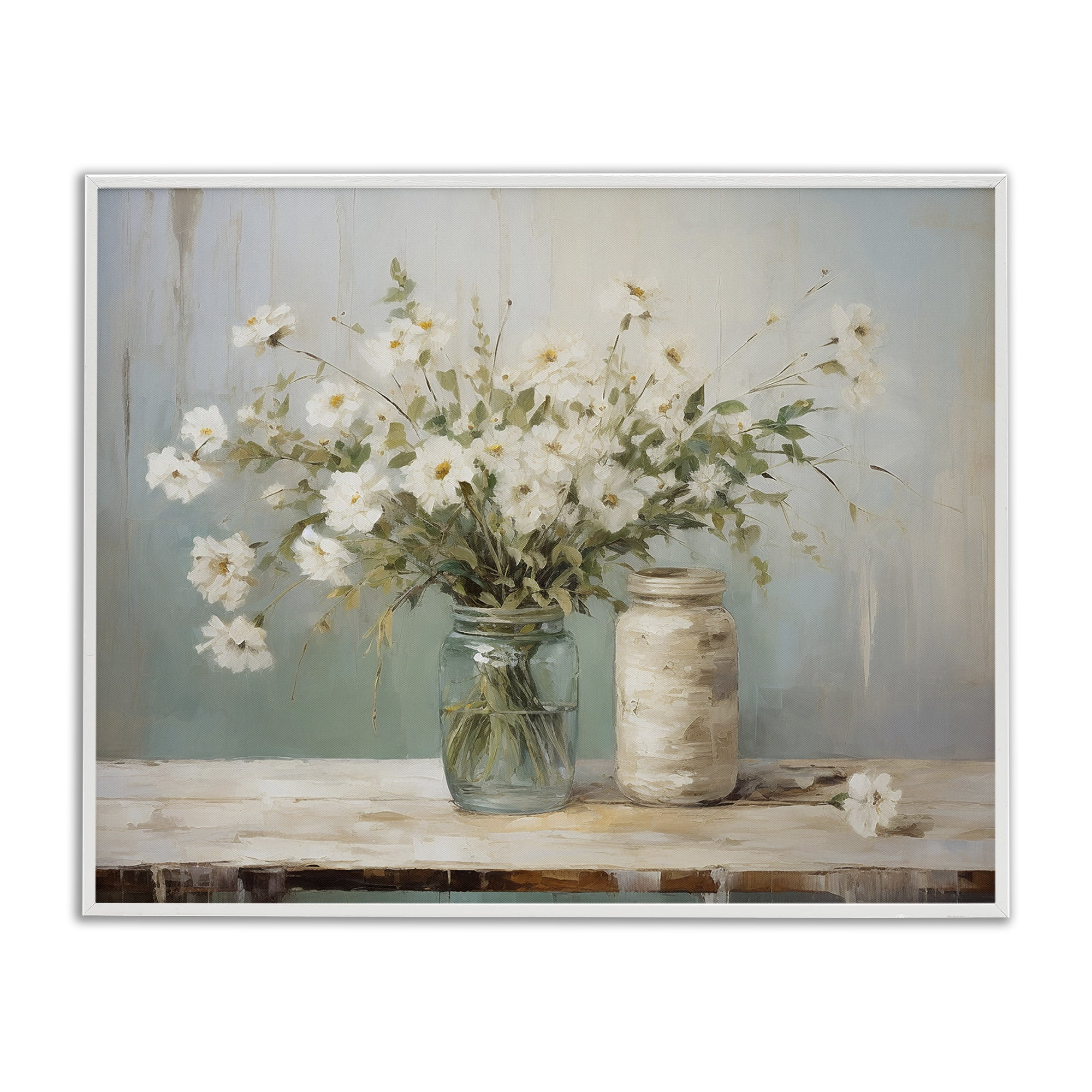 Stupell Industries Traditional Jar Bouquet Botanical & Floral Painting White Framed Art Print Wall Art, 20 x 16