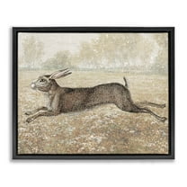 Stupell Industries Traditional Jumping Hare Landscape & Nature Painting Black Floater Framed Canvas Art Print Wall Art, 21 x 17