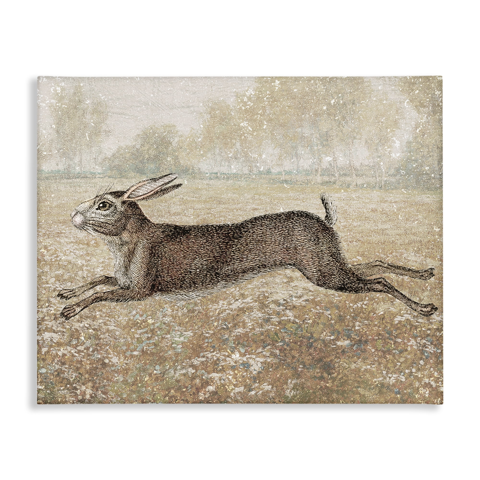 Stupell Industries Traditional Jumping Hare Landscape & Nature Painting Wrapped Canvas Art Print Wall Art, 48 x 36