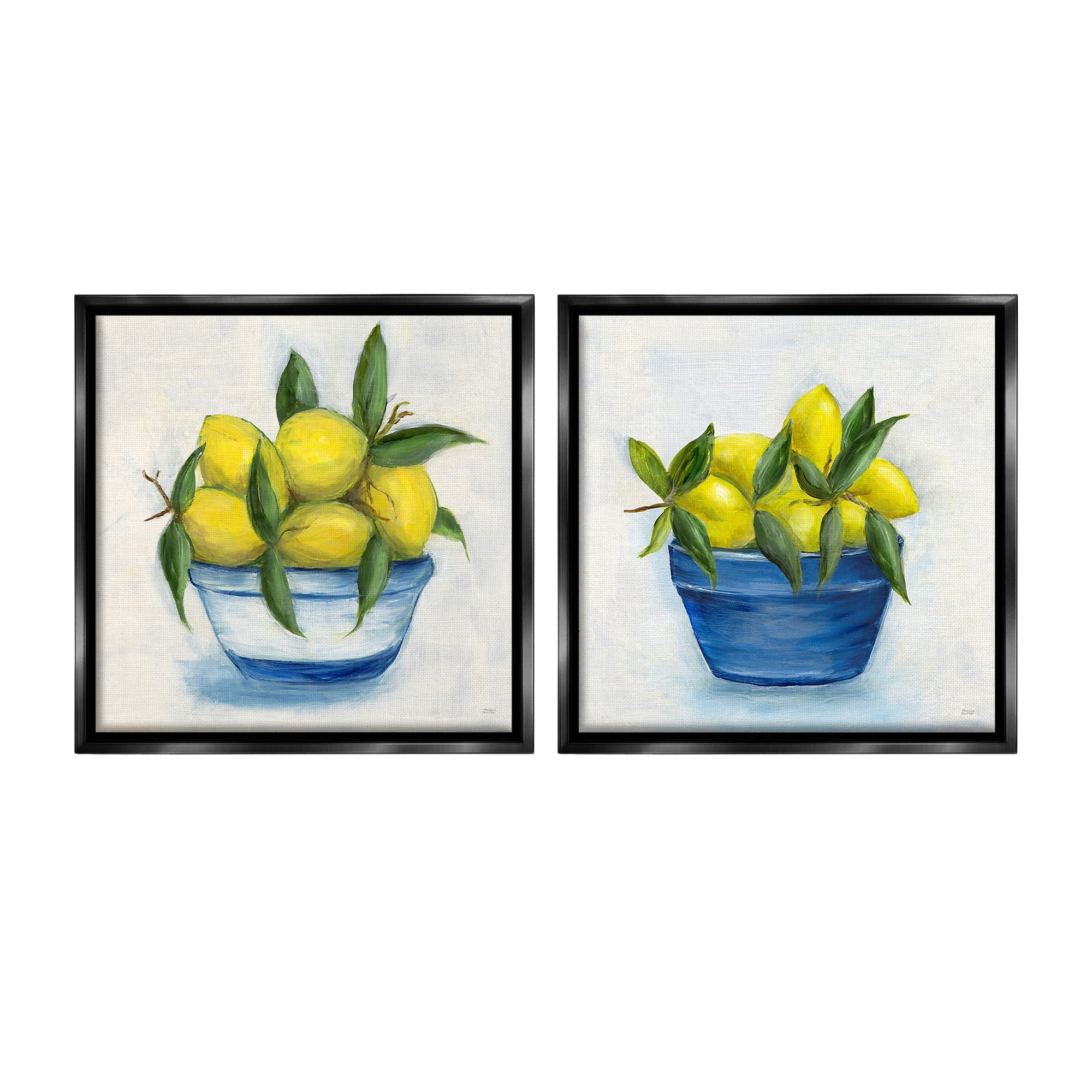 Stupell Industries Traditional Lemon Bowls Food & Beverage Painting Black Floater Framed Canvas Art Print Wall Art, 18 x 18, Set of 2