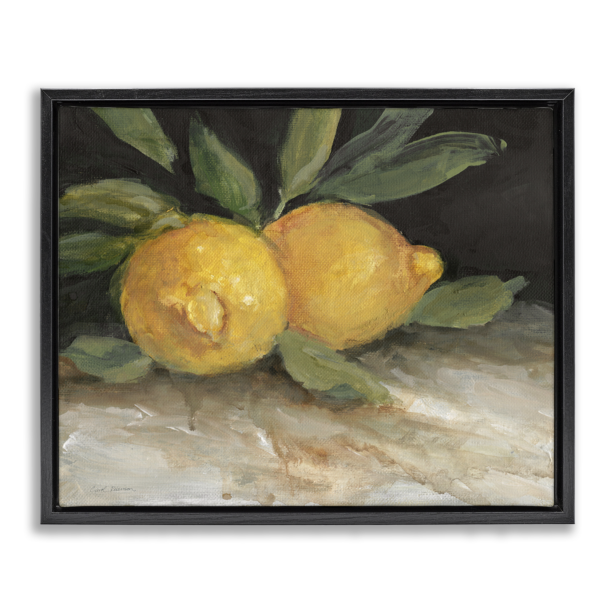Stupell Industries Traditional Lemons Duo Food & Beverage Painting Black Floater Framed Canvas Art Print Wall Art, 31 x 25