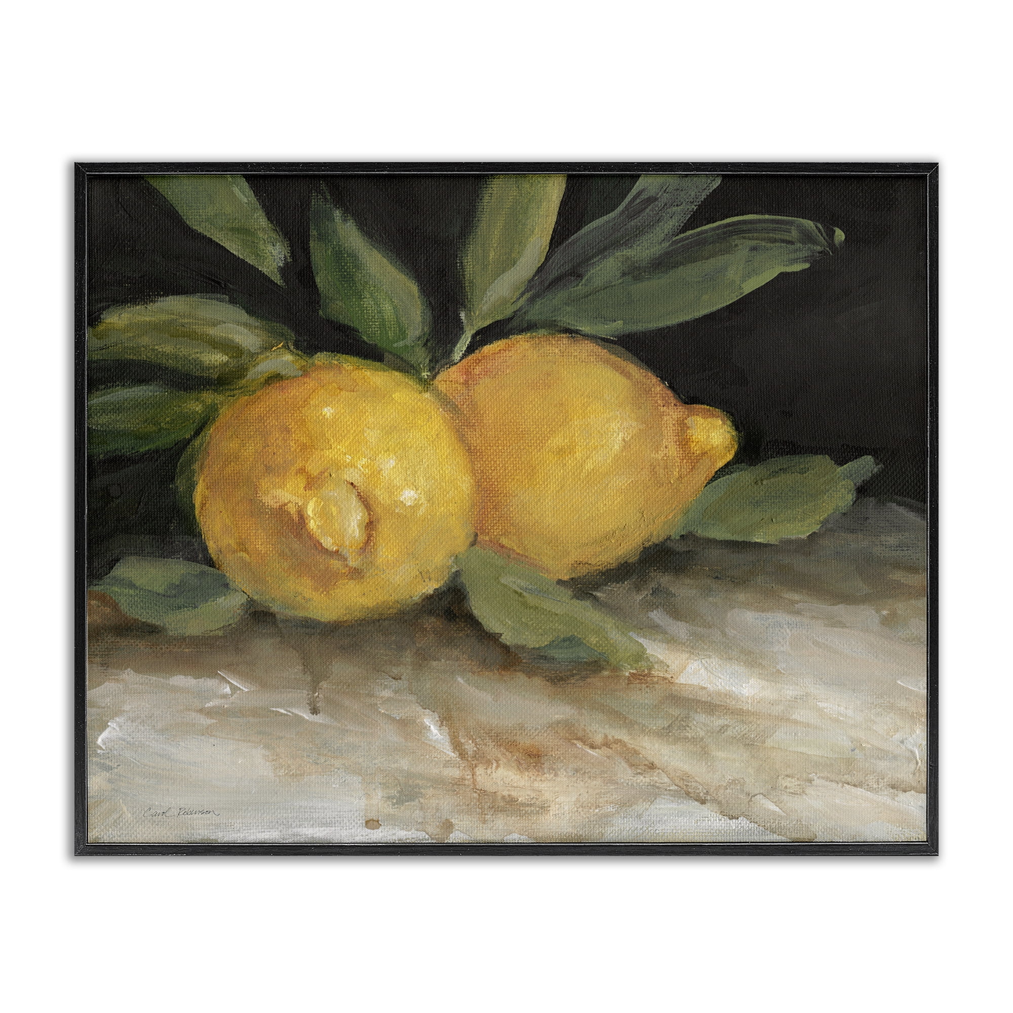 Stupell Industries Traditional Lemons Duo Food & Beverage Painting Black Framed Art Print Wall Art, 14 x 11