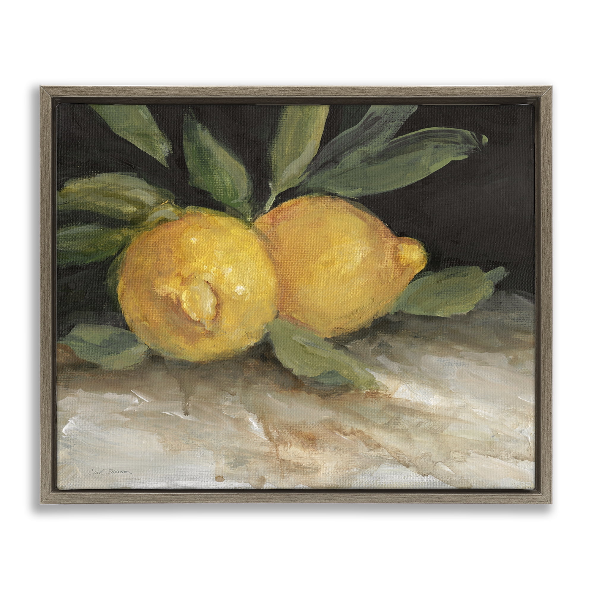 Stupell Industries Traditional Lemons Duo Food & Beverage Painting Brown Floater Framed Canvas Art Print Wall Art, 21 x 17