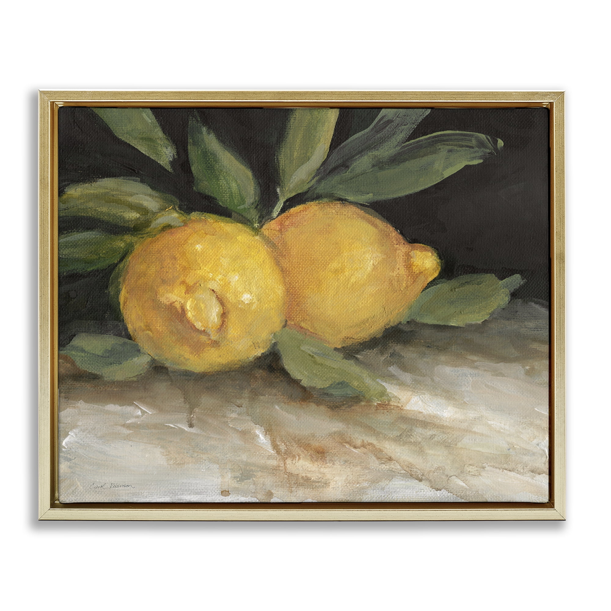 Stupell Industries Traditional Lemons Duo Food & Beverage Painting Gold Floater Framed Canvas Art Print Wall Art, 31 x 25