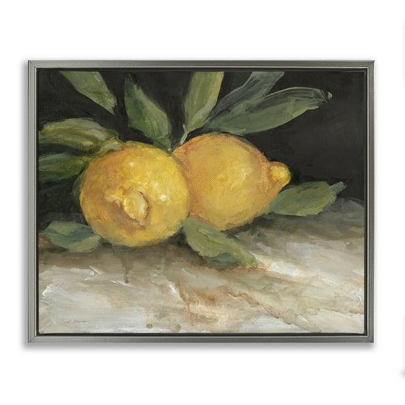 Stupell Industries Traditional Lemons Duo Food & Beverage Painting Gray Floater Framed Canvas Art Print Wall Art, 31 x 25