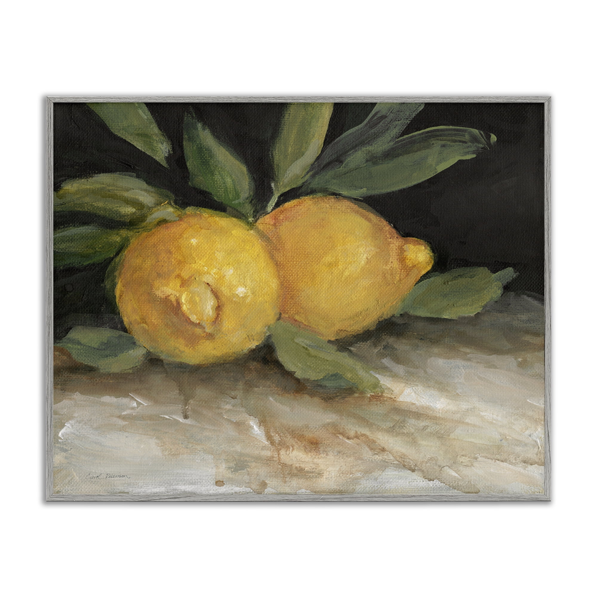 Stupell Industries Traditional Lemons Duo Food & Beverage Painting Gray Framed Art Print Wall Art, 14 x 11