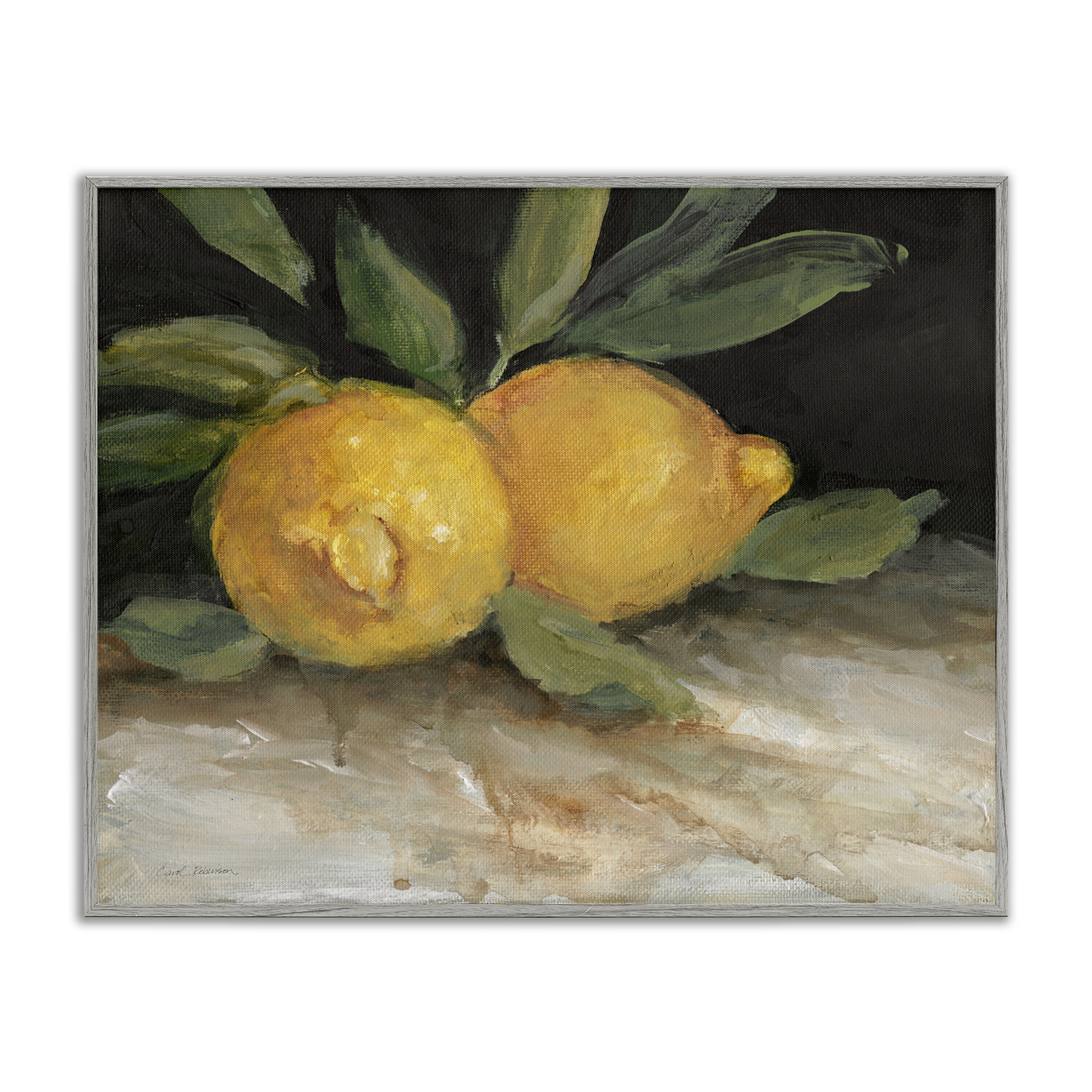 Stupell Industries Traditional Lemons Duo Food & Beverage Painting Gray Framed Art Print Wall Art, 20 x 16