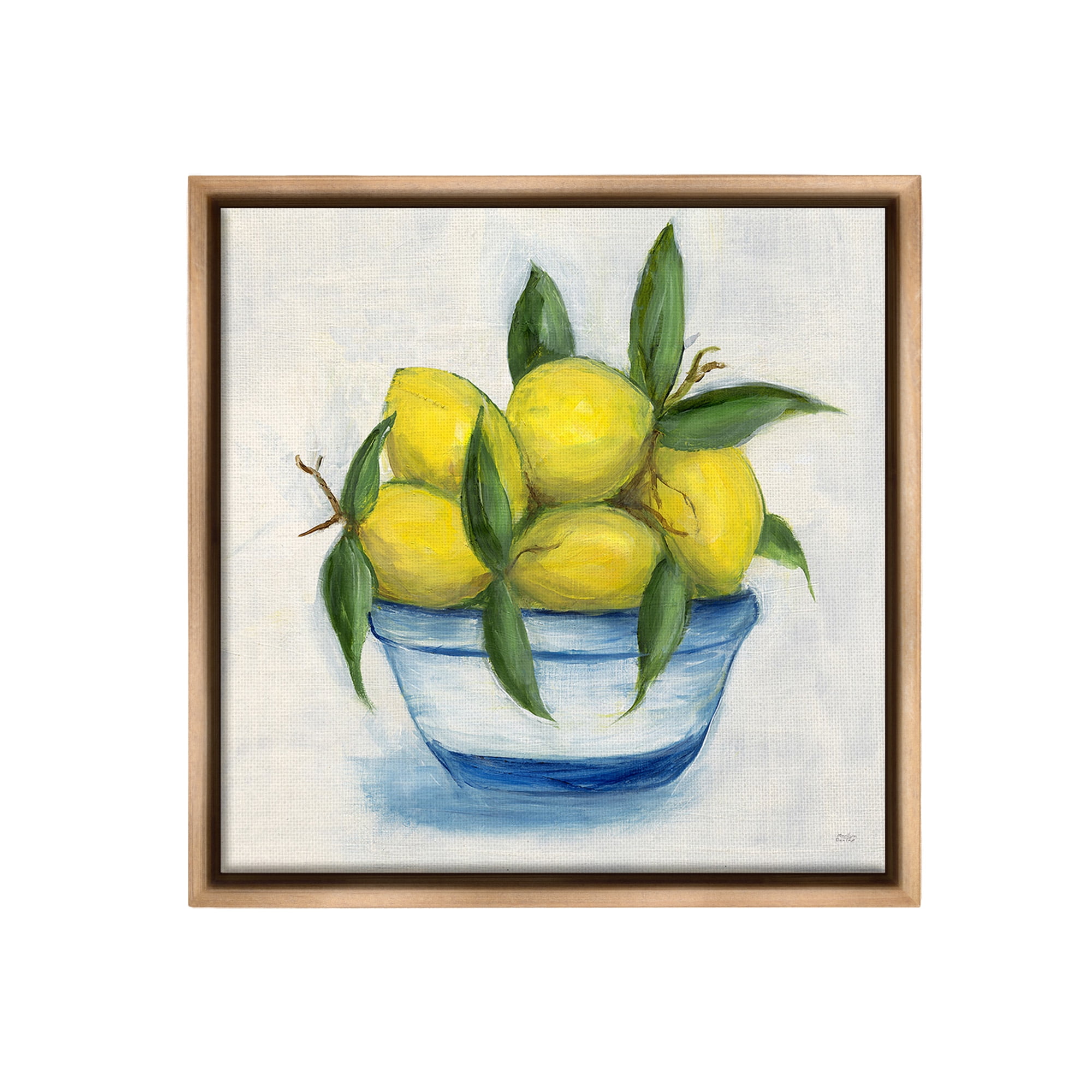 Stupell Industries Traditional Lemons Painting Food & Beverage Painting Brown Floater Framed Canvas Art Print Wall Art, 18 x 18