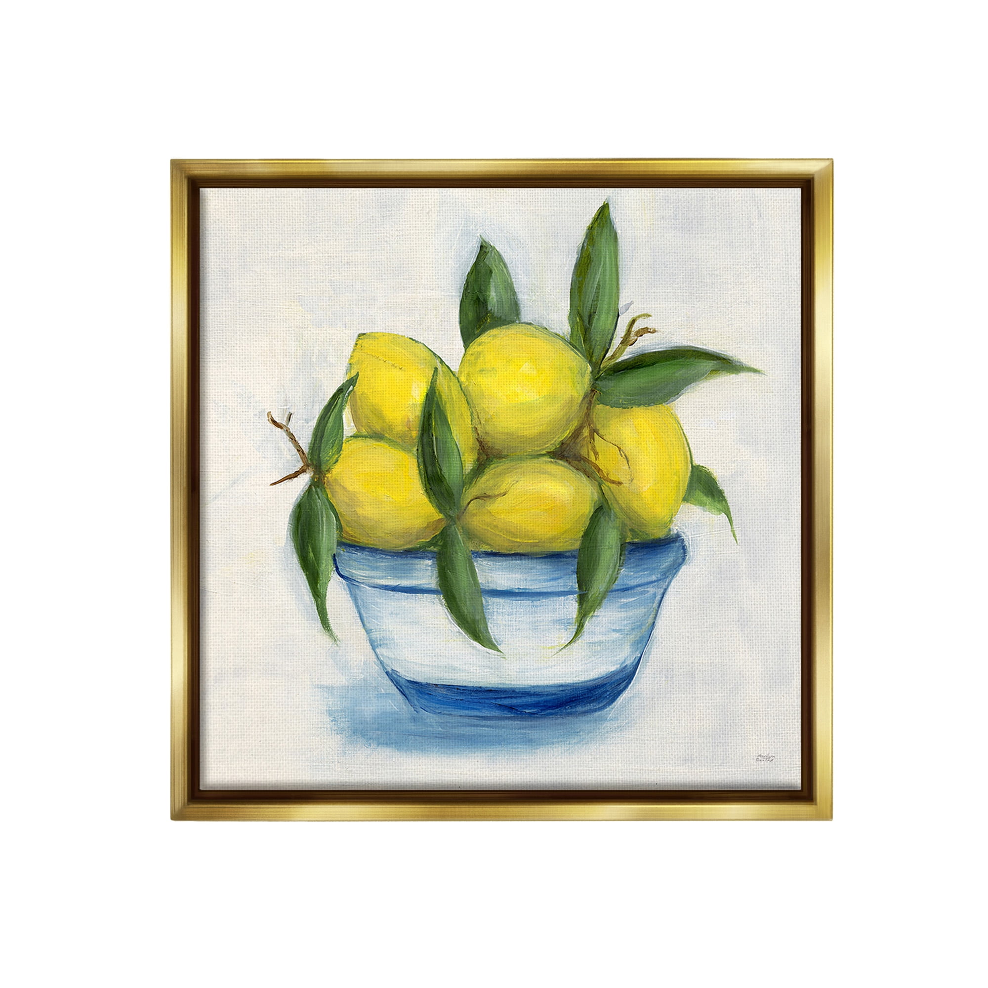 Stupell Industries Traditional Lemons Painting Food & Beverage Painting Gold Floater Framed Canvas Art Print Wall Art, 18 x 18