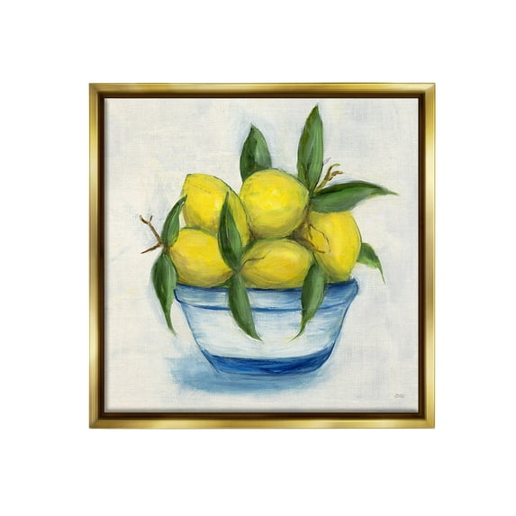 Stupell Industries Traditional Lemons Painting Food & Beverage Painting Gold Floater Framed Canvas Art Print Wall Art, 25 x 25