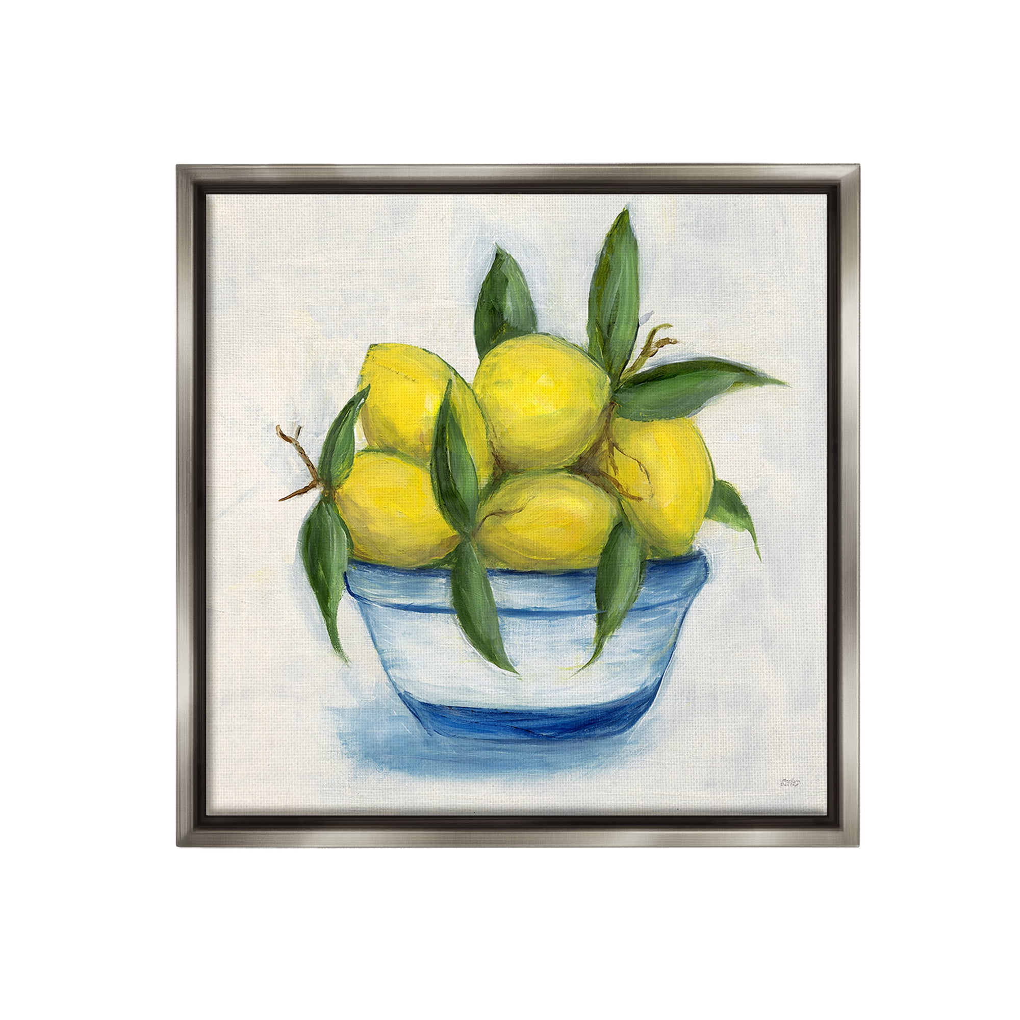 Stupell Industries Traditional Lemons Painting Food & Beverage Painting Gray Floater Framed Canvas Art Print Wall Art, 25 x 25